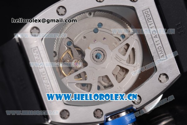 Richard Mille RM011-FM Asia ST25 Automatic Steel Case with Skeleton Dial Steel Bezel Arabic Numeral Markers and Black Rubber Strap - Click Image to Close